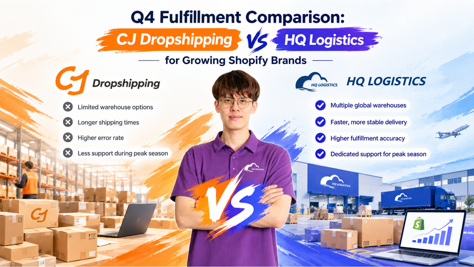 Q4 Fulfillment Comparison: CJ Dropshipping vs. HQ for Growing Shopify Brands